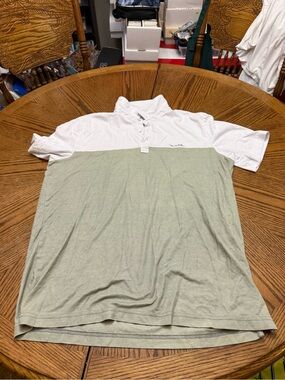 Travis Mathew Two-Tone Polo in White & Sage Green